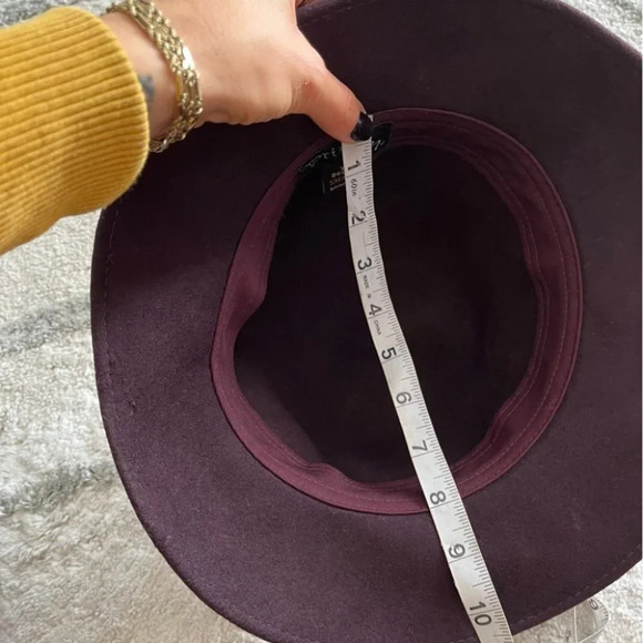 Brixton hat Wool Cloche bucket hat purple button front small / 7 - Picture 5 of 10